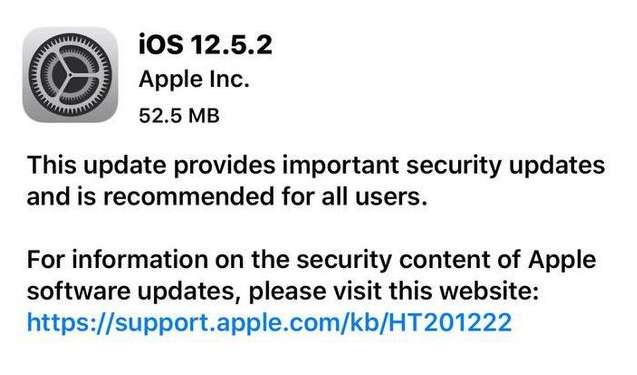 九寨沟苹果手机维修分享iOS12.5.2发布，建议所有老苹果用户安装 